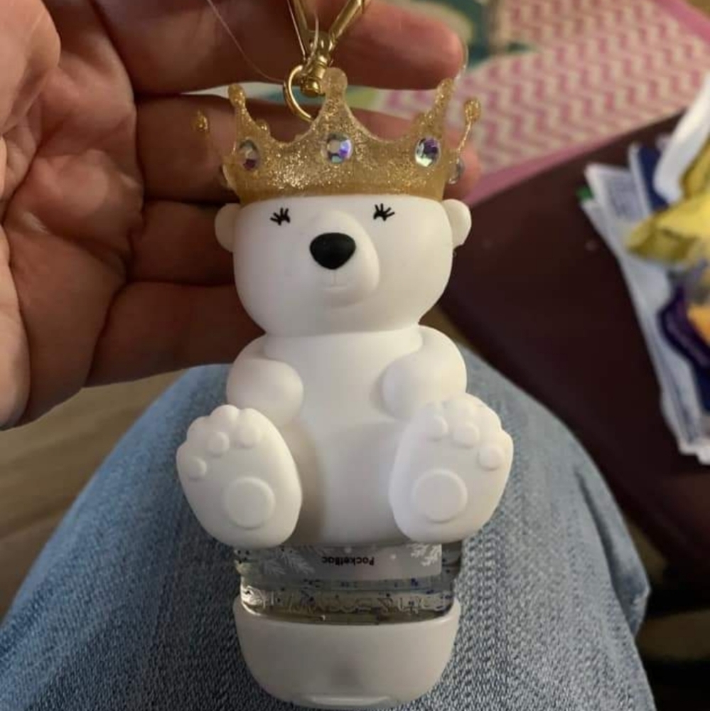 NWT NEW Bath & Body Works BBW Royal Bear Crown Pocketbac antibac gel holder